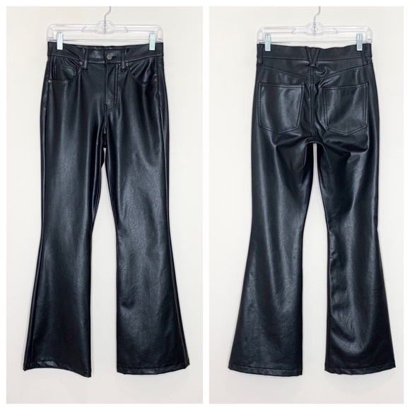 Veronica Beard Beverly Vegan Leather High Rise Skinny Flare Pant *Black* Sz 26 - Picture 4 of 16